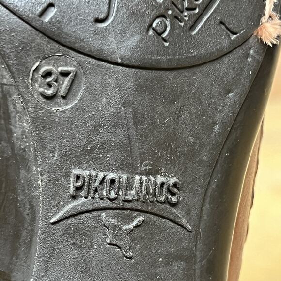 Pikolinos Pumps Women Size 7 US, 37 EU Shoes Brown Leather Stitch Heels Round - Picture 8 of 10